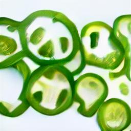 generated: a green pepper sliced into many pieces #5